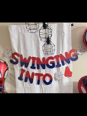 Spiderman “Swinging into 4” Birthday Banner
